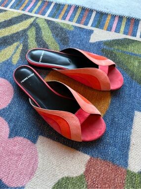 Pierre Hardy Coral, Pink & Orange Suede Slide Mules